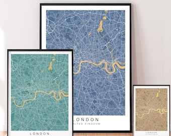 Stampa mappa della città di Londra, poster mappa della casa di Londra minimalista, decorazione da parete - colori misti disponibili