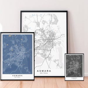 Asmara Carte Imprimer Minimaliste Asmara Érythrée Ville Carte Affiche Décoration Murale