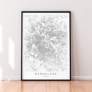 Bangalore City India Map Print Poster Minimalist Home Bengaluru India Town City Map Poster Wall Art Decor