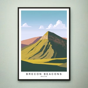 Brecon Beacons Colourful Art Poster Minimalist Home Travel Poster Wall Art Decor