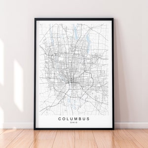 Columbus Ohio City Map Print Poster Minimalist Home Decor Columbus Ohio USA Map Poster Wall Art Decor