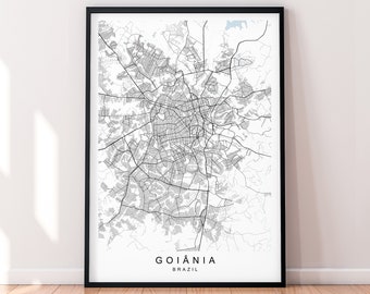 Goiânia City Map Print Poster Minimalist Home Goiania Brazil Town City Map Poster Wall Art Decor