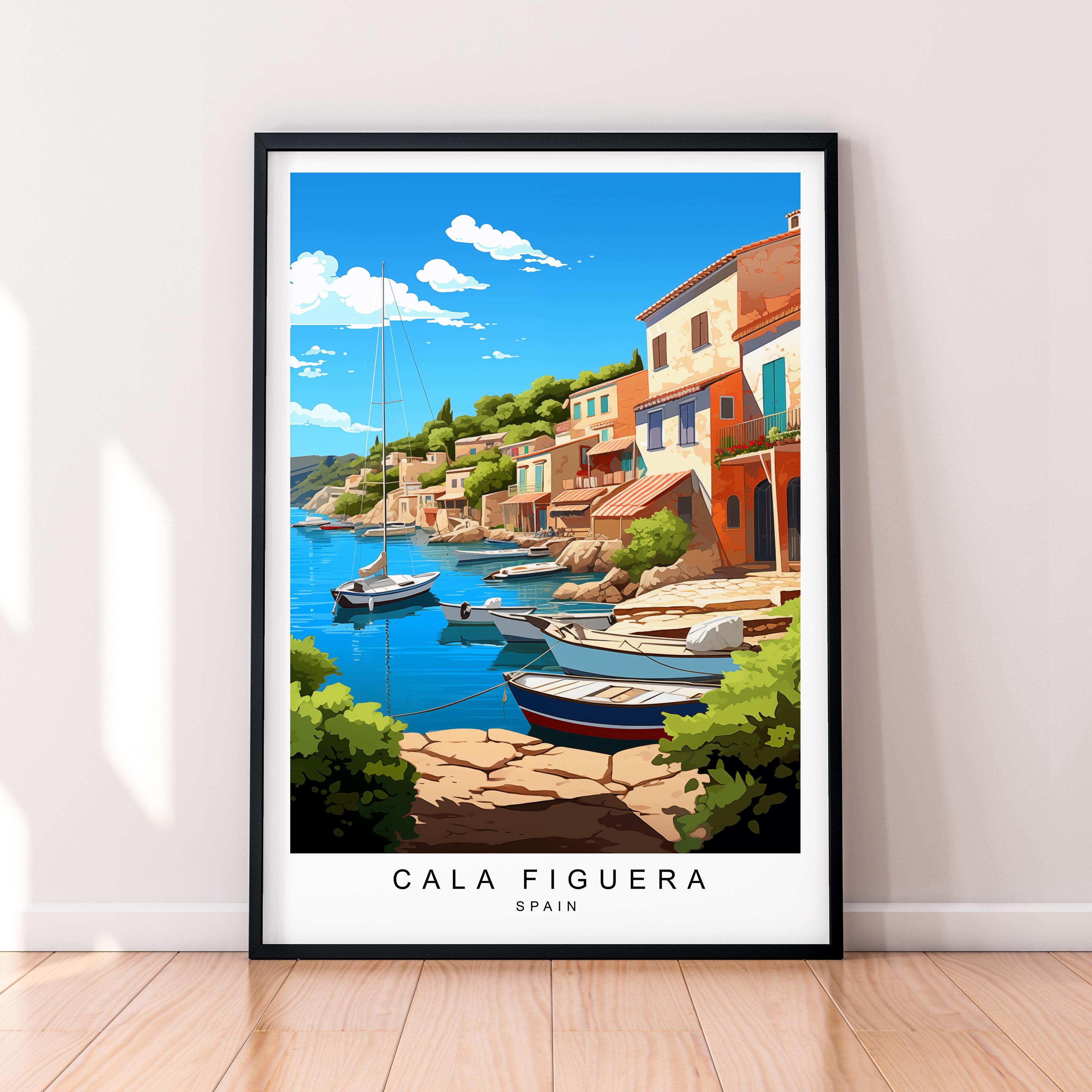 Cala Figuera Majorca Art Illustration Print Cala Figuera Mallorca ...