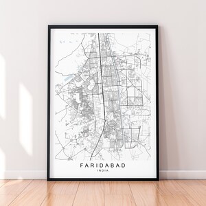 Faridabad City India Kaart Print Poster Minimalistisch Home Faridabad India Town City Map Poster Wall Art Decor