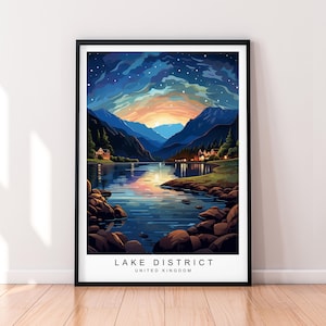 Lake District Art Print Illustration Lake District Cumbria Poster Wall Art Gift Unframed Print