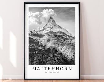 Matterhorn Suisse Montagne Colline Imprimer Voyage Affiche Minimaliste Maison Voyage Montagne Affiche Mur Décor