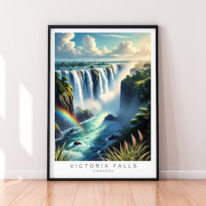 Victoria Falls Travel Art Illustration Print Victoria Falls Waterfall Africa Poster Gift Unframed Print