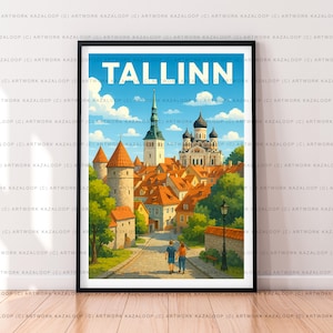 Tallinn Estonia Unframed Illustration Print Poster Art Old Town  Landmark Tallinn  Wall Decor Travel Artwork Poster