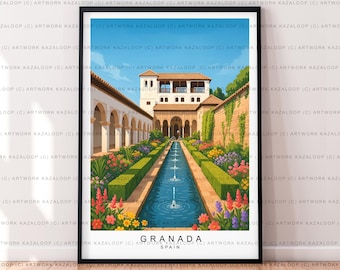 Granada Unframed Illustration Print Poster Art, Granada Spain Travel Print