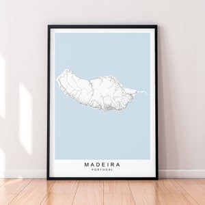 Madeira Island Map Portugal Print Minimalistische Madeira Portugal Kaart Poster Wall Decor