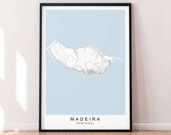 Madeira Island Map Portugal Print Minimalist Madeira Portugal Map Poster Wall Decor