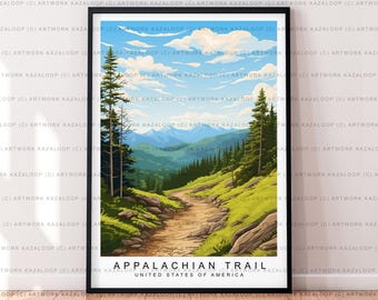 Appalachian Trail Illustration Print Appalachian Trail Hiking Travel Art Poster Gift Unframed Print