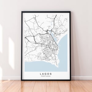 Lagos City Map Portugal Print Minimalist Lagos Portugal Town Map Poster Wall Decor