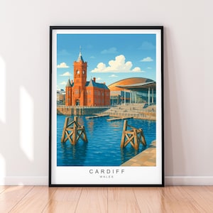 Cardiff Bay Art Print Illustration Cardiff Wales Poster Wall Art Gift Unframed Print