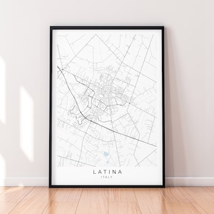 Latina Town Map Italy Print Poster Minimalist Home Latina Italia City Map Poster Wall Art Decor