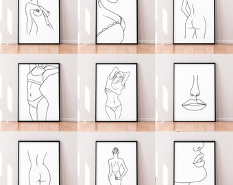 Line Art Female Womens Body Lines Print Poster Minimalist Unframed Home Décor - Available in many sizes