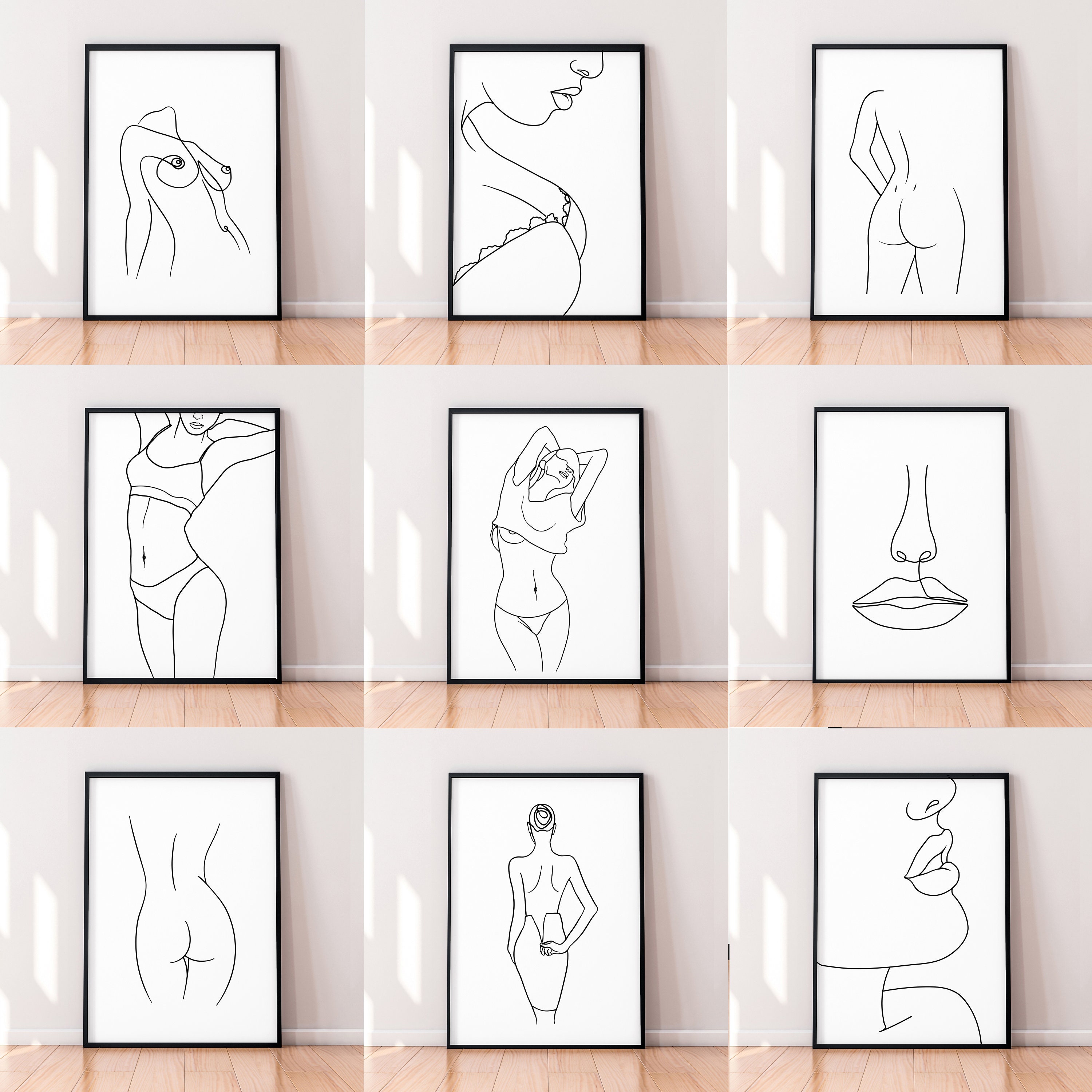 Line Art Female Womens Body Lines Print Poster Minimalist Unframed Home Décor - Available in many sizes