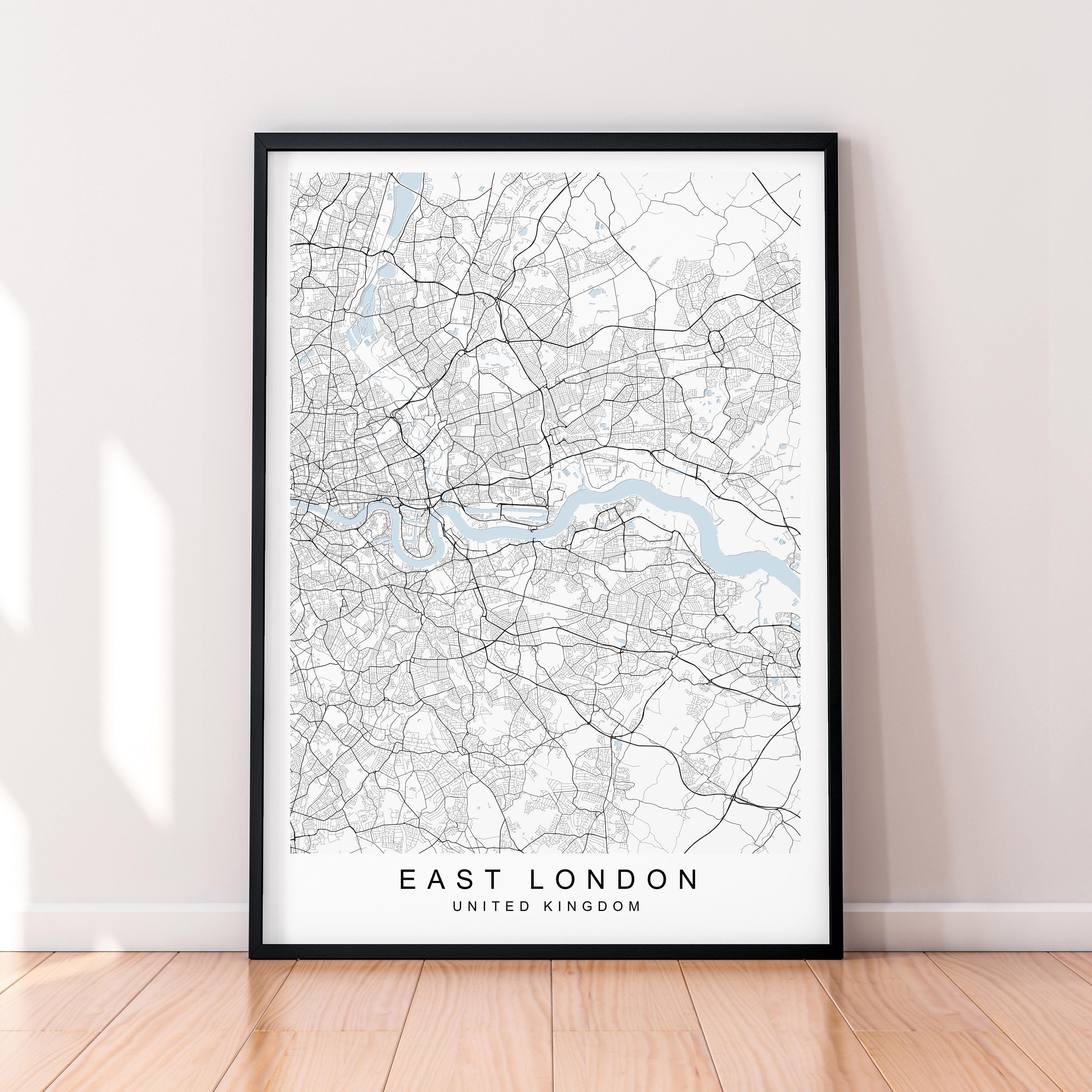 East London Map Print Minimalist East London England Map Poster Home ...