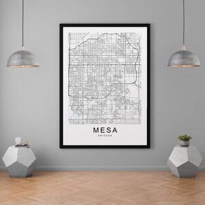 Mesa Map Arizona City Town Map Print Minimalist Home Map Poster Wall Decor