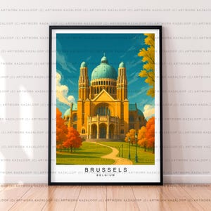 Brussels Belgium Illustration Print Unframed Poster Art Travel Artwork Wall Decor Vintage Brussels Landmark Architecture Brussels  Print