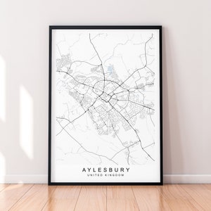 Aylesbury Map England Print Poster Minimalistisches Wohnkultur Aylesbury UK Town Map Poster Wandkunst Dekor