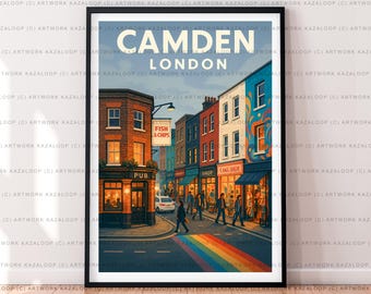 Camden London Unframed Illustration Print Poster Art Camden London Street Wall Artwork