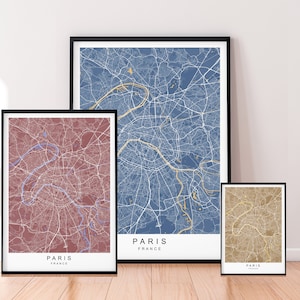 Paris Karte Frankreich Hauptstadt Karte Druck Minimalist Home Paris Karte Poster Wand-Dekor