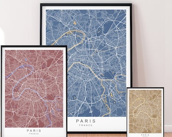 Paris Map France Capital City Map Print Minimalist Home Paris Map Poster Wall Decor