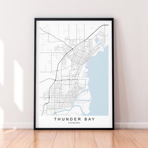 Thunder Bay Karte Print Poster Minimalistisches Wohndekor Thunder Bay Kanada Karte Poster Wandkunst Dekor