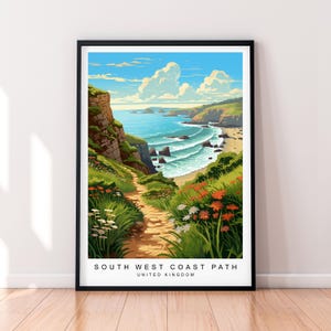 Impression d'illustration du sentier de la côte sud-ouest, cadeau d'affiche du sentier de la côte du sud-ouest, impression sans cadre