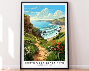 South West Coast Path Illustration Print South West Coast Path Poster Gift Unframed Print