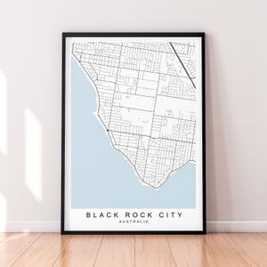 Black Rock City Australie Carte Illustration Impression Poster Art sans cadre