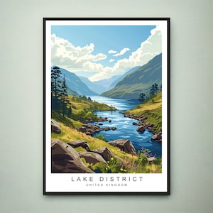Lake District Illustration Print Lake District Cumbria Travel Poster Gift Unframed Print