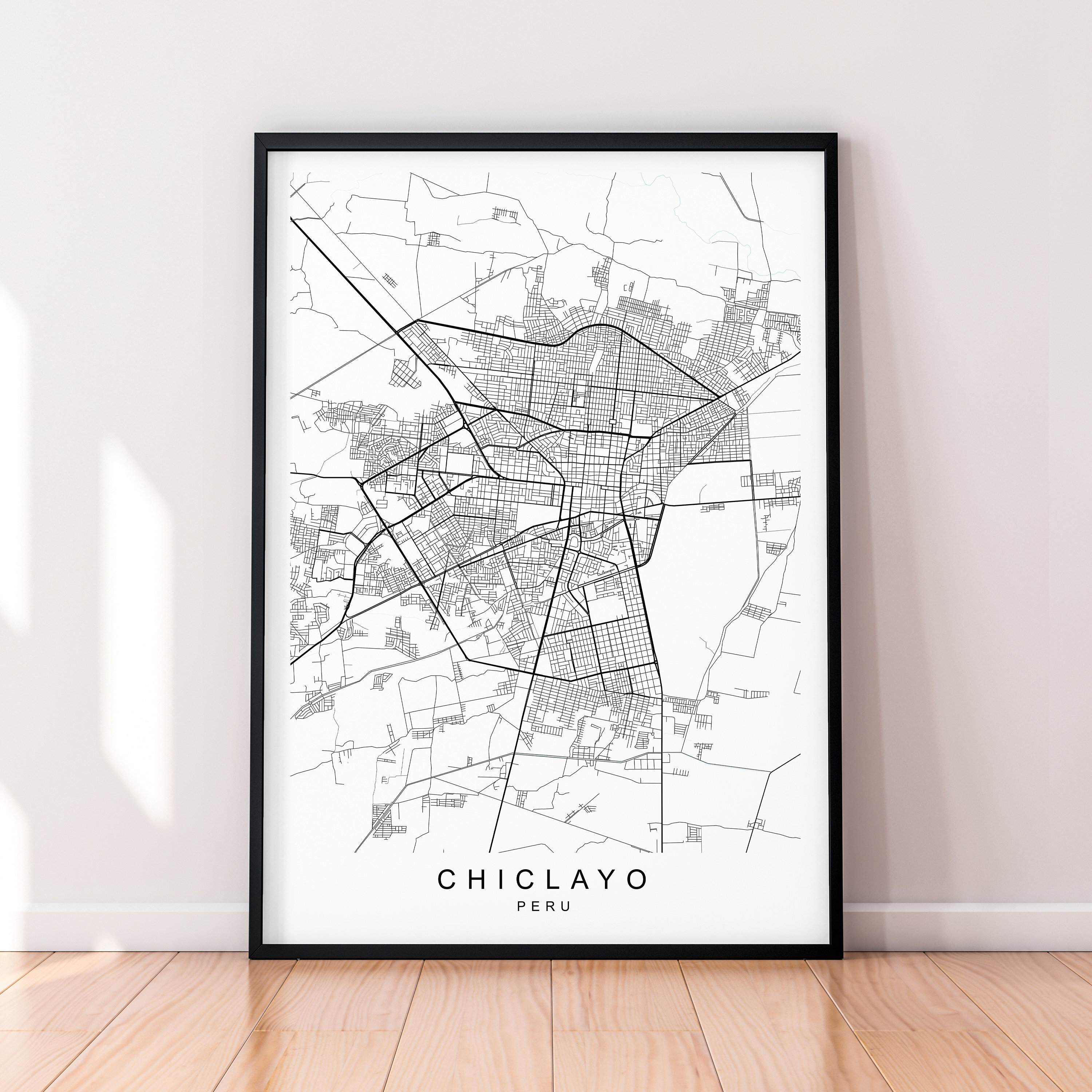 Chiclayo City Map Peru Print Poster Minimalist Home Decor Chiclayo Lambayeque Peru Map Poster Wall Art Decor