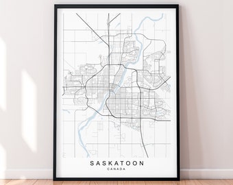 Saskatoon City Canada Map Print Poster Minimalist Home Saskatoon Saskatchewan Canada Map Poster Wall Art Decor