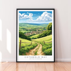 Cotswold Way Travel Art Print Illustrazione Cotswold Way Poster Wall Art Regalo Stampa senza cornice