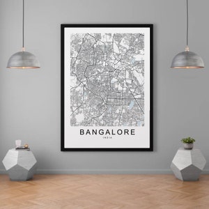 Bangalore Map India City Map Print Minimalist Home Map Poster Wall Decor
