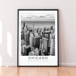 Chicago City Illinois USA Print Poster USA Print Minimalist Home Travel Poster Wall Decor
