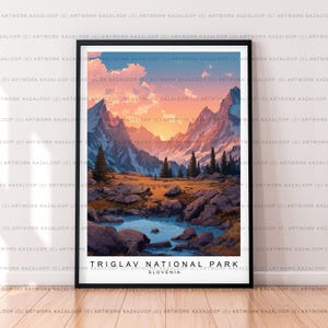Sunset Triglav National Park Slovenia Unframed Illustration Print Poster Art Mountain Triglav Valley Nature Decor Triglav National Park