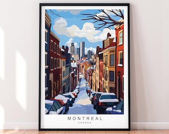 Montreal Winter Travel Print Art Illustration Montreal Canada Poster Wall Art Gift Unframed Print
