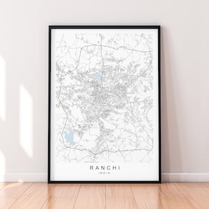 Ranchi City India Kaart Print Poster Minimalistisch Home Ranchi India Town City Map Poster Wall Art Decor