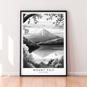 Mount Fuji Poster Unframed Black And White Landscape Illustration Art Print
