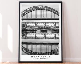 Newcastle Black and White Print Newcastle upon Tyne UK Poster Wall Art Gift Unframed Print