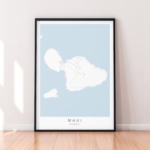 Maui Island Karte Print Poster Minimalist Home Decor Maui Hawaii Karte Poster Wall Art Decor