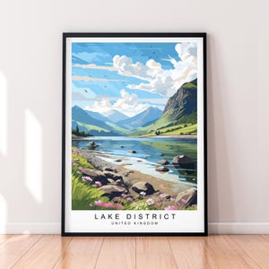 Lake District Art Print Decor Illustration Lake District Cumbria Poster Wall Art Gift Unframed Print