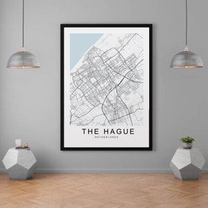 La Haye Pays-Bas Ville Ville Carte Imprimer Minimaliste Accueil Carte Affiche Décoration Murale
