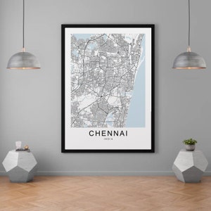 Chennai India City Map Print Minimalist Home Map Poster Wall Décor