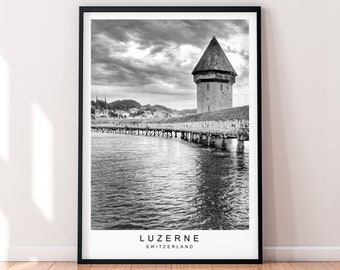 Lucerne impression affiche suisse minimaliste décor à la maison Lucerne suisse ville ville impression affiche mur Art déco