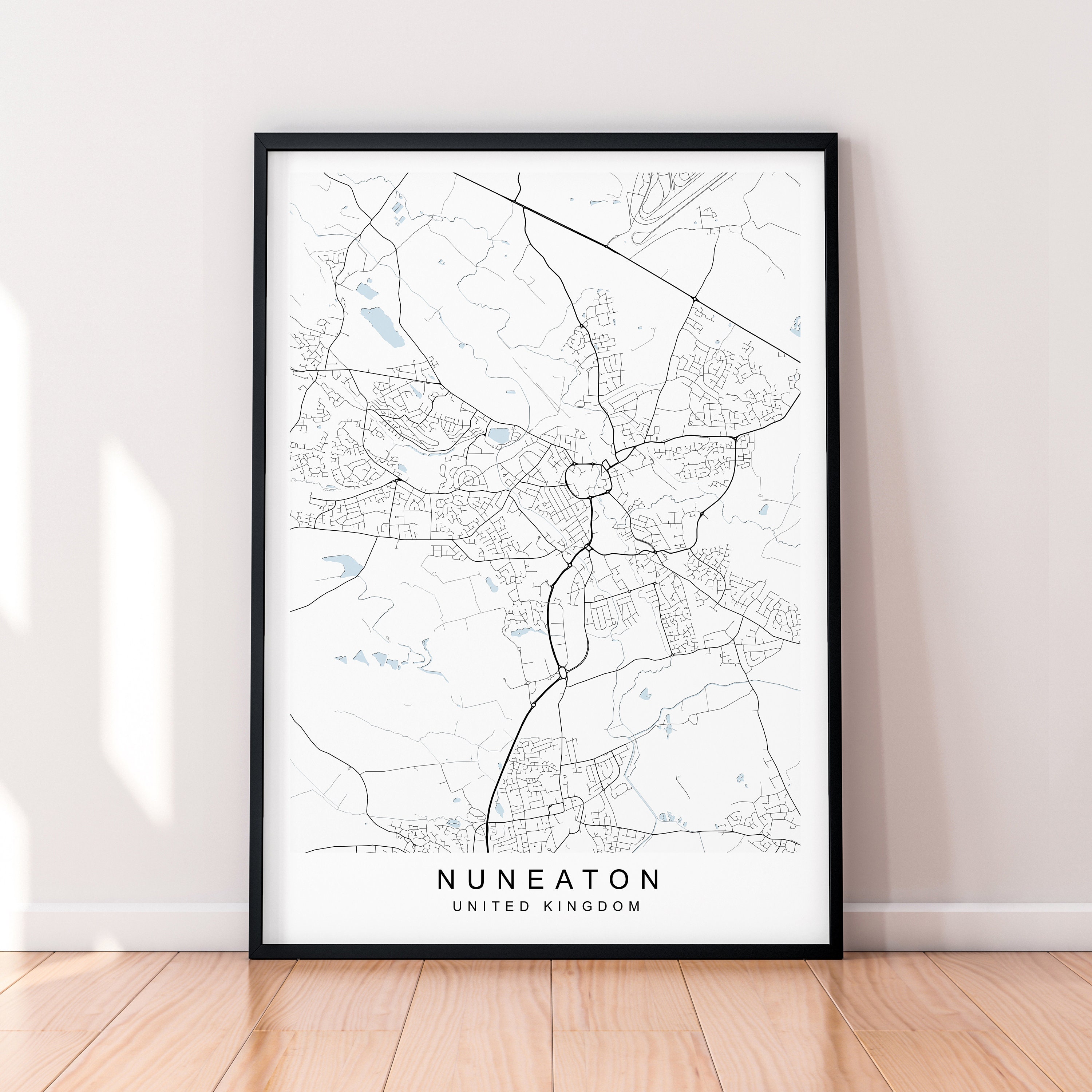 Nuneaton Postcode Map Nuneaton Map England Print Poster Minimalist Home Decor Nuneaton UK ...
