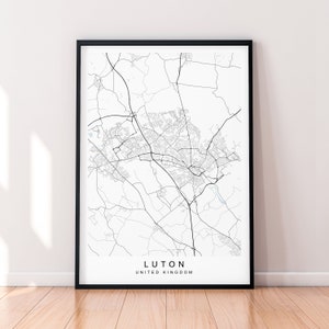 Luton City England Karte Print Poster Minimalist Home Decor Luton England UK Karte Poster Wall Art Decor